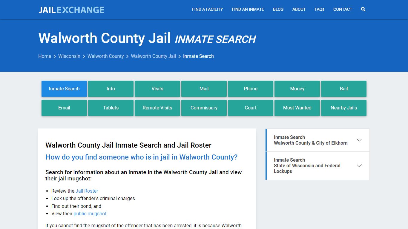 Inmate Search: Roster & Mugshots - Walworth County Jail, WI